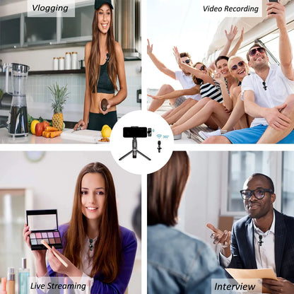 2.4G Wireless Lavalier Microphone Noise Cancelling Audio Video Recording for Iphone/Ipad/Android/Xiaomi/Samsung Live Game Mic