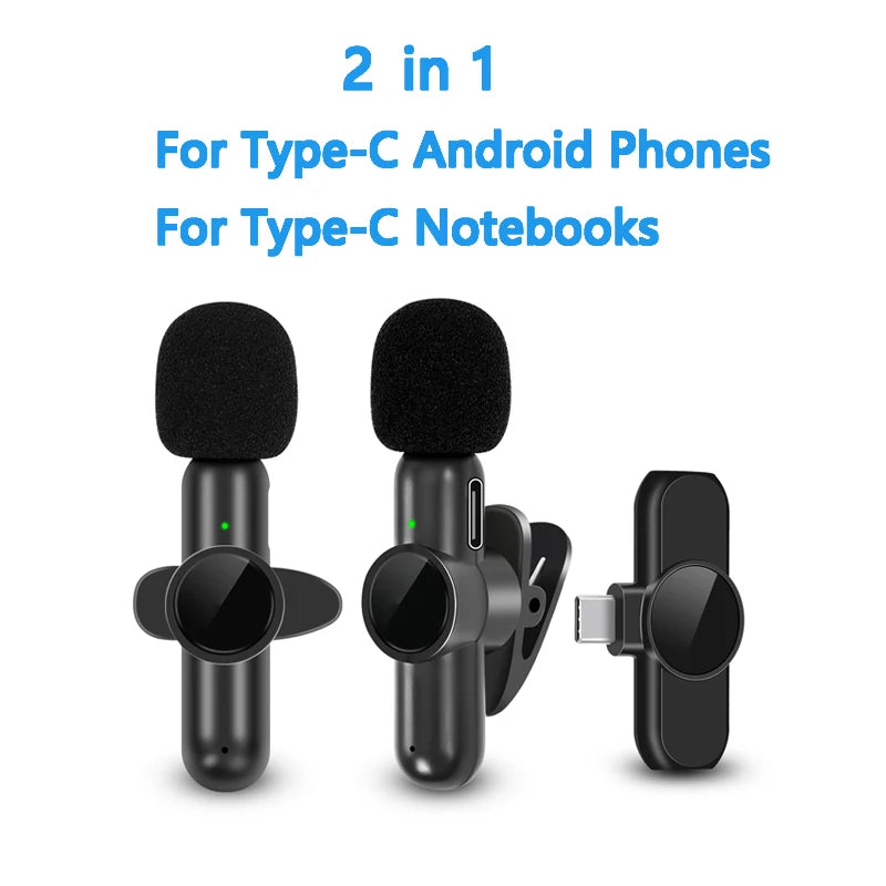 2.4G Wireless Lavalier Microphone Noise Cancelling Audio Video Recording for Iphone/Ipad/Android/Xiaomi/Samsung Live Game Mic
