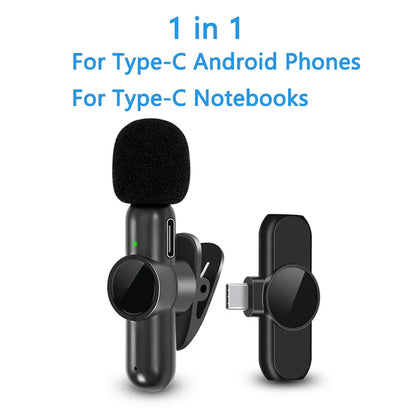 2.4G Wireless Lavalier Microphone Noise Cancelling Audio Video Recording for Iphone/Ipad/Android/Xiaomi/Samsung Live Game Mic