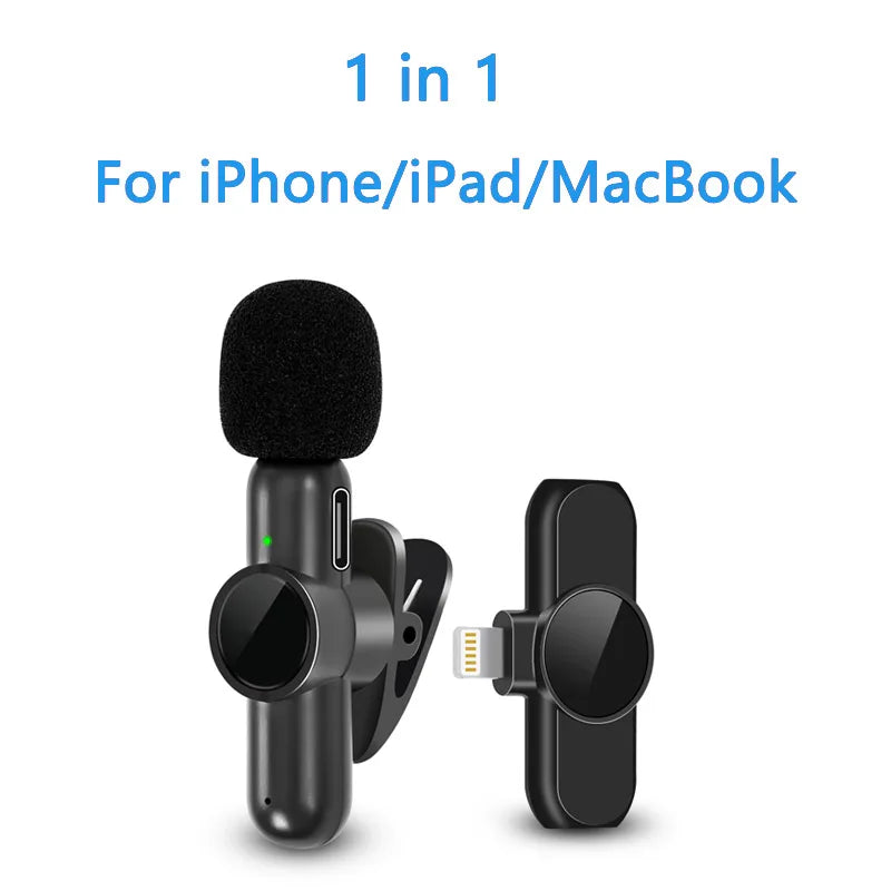 2.4G Wireless Lavalier Microphone Noise Cancelling Audio Video Recording for Iphone/Ipad/Android/Xiaomi/Samsung Live Game Mic